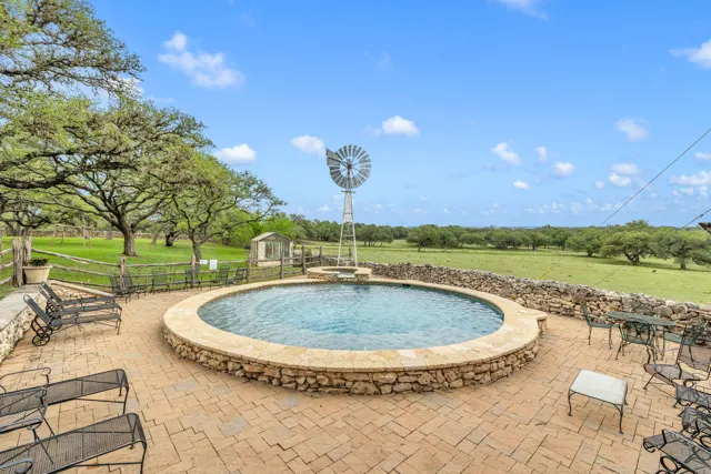 The windmill turning over the swimming pool